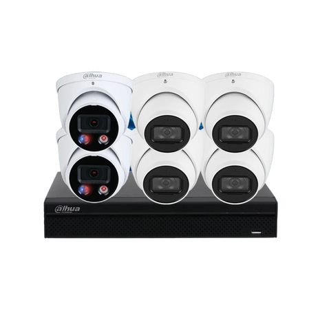 Dahua 8 Megapixel 8 Channels Kits: 4 WizSense & 2 x TiOC Security Cameras + 8CH AI NVR, GR-DH-8MP8CHAI