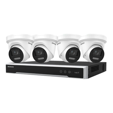 Hikvision 4 x 8MP Cameras & 8 Channel NVR CCTV Kit: 4 x ColorVu Turret Cameras + 8CH 8K NVR Bundle