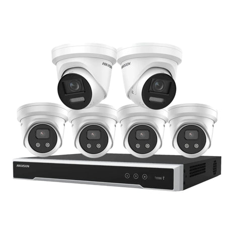 Hikvision 6 Cameras & 8 Channel CCTV Kit: 2 x 8MP ColorVu & 4 x 6MP AcuSense Turret Cameras + 8CH 8K NVR Bundle