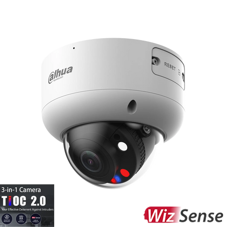 Dahua 5MP Smart Dual Illumination TIOC 2.0 Active Deterrence Active Deterrence Vari-focal Dome WizSense Network Camera DH-IPC-HDBW3549R1-ZAS-PV - CCTV Guru
