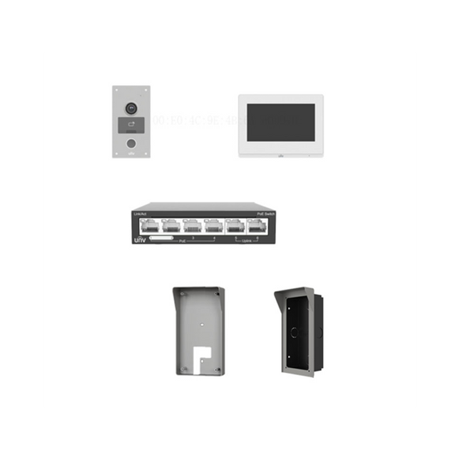Uniview 0250T0P3 7-Inch IP Video Intercom Kit with PoE Switch — product view