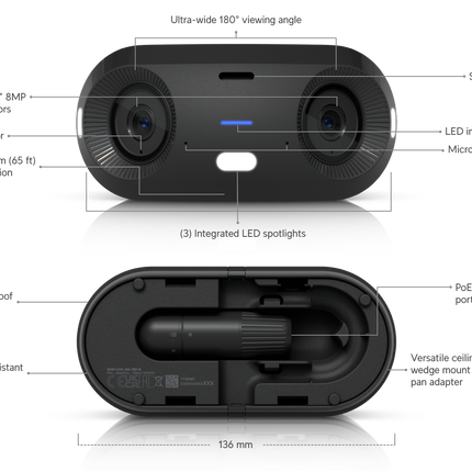 Ubiquiti UniFi Protect G6 180 UVC-G6-180 dual 4K 16MP 180 degree panoramic AI camera