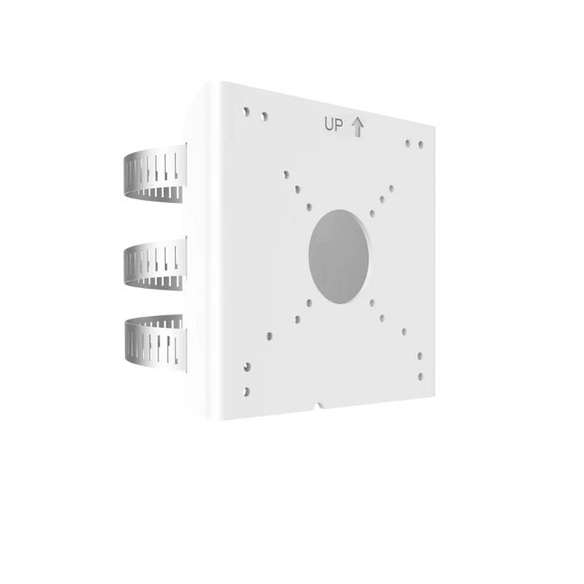 Uniarch TR-UP06-C-IN pole mount bracket with stainless steel straps for bullet and dome CCTV cameras on round poles