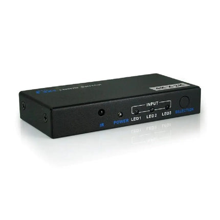 Black 3 in 1 out HDMI switcher for gaming consoles, media players, and PC displays