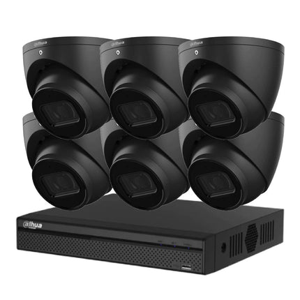 Dahua 4 MP + 8 Channels Kit: 6 x WizSense Fixed Starlight Turret Camera, NVR, Black, 3X66 - K4086T - B - 4TB - CCTV Guru