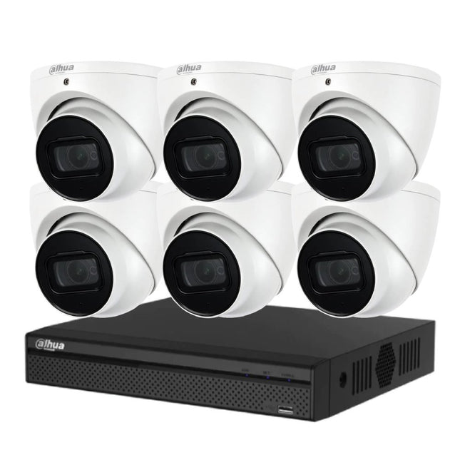 Dahua 4 MP + 8 Channels Kit: 6 x WizSense Fixed Starlight Turret Cameras, NVR, 3X66 - K4086T - W - 4TB - CCTV Guru
