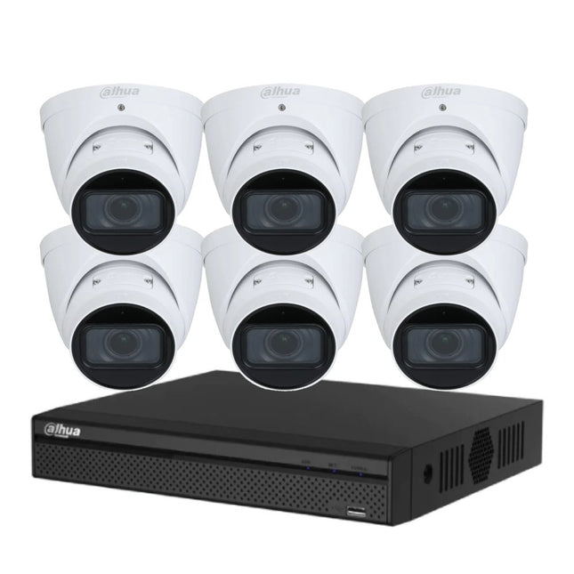 Dahua 4 MP + 8 Channels Kit: 6 x Motorised Starlight Turret Cameras, NVR, 3X66 - K4086TM - 4TB - CCTV Guru