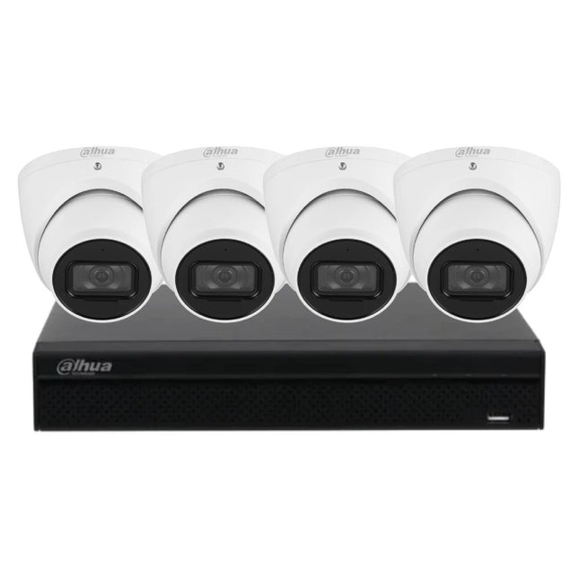 Dahua 6 MP + 4 Channels Kit: 4 x IP Turret Cameras, NVR, 3X66 - K6044T - W - 2TB - CCTV Guru