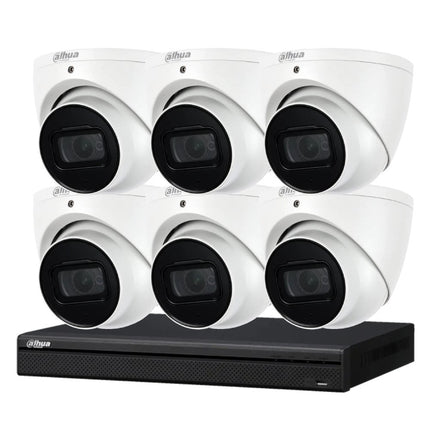 Dahua 8 MP + 8 Channels Kit: 6 x WizSense Fixed Starlight Turret Cameras, AI NVR, 3X66 - K8086T - W - 4TB - CCTV Guru