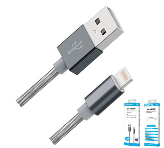 8Ware Premium 1m Apple Certified USB Lightning Data Sync Fast Charging Cable for iPhone X XS XR Max 8 7 6 iPad Air Mini iPod Retail Pack - CCTV Guru