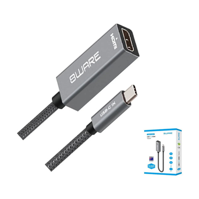 8ware 10cm USB-C male to HDMI female display adapter converter cable.