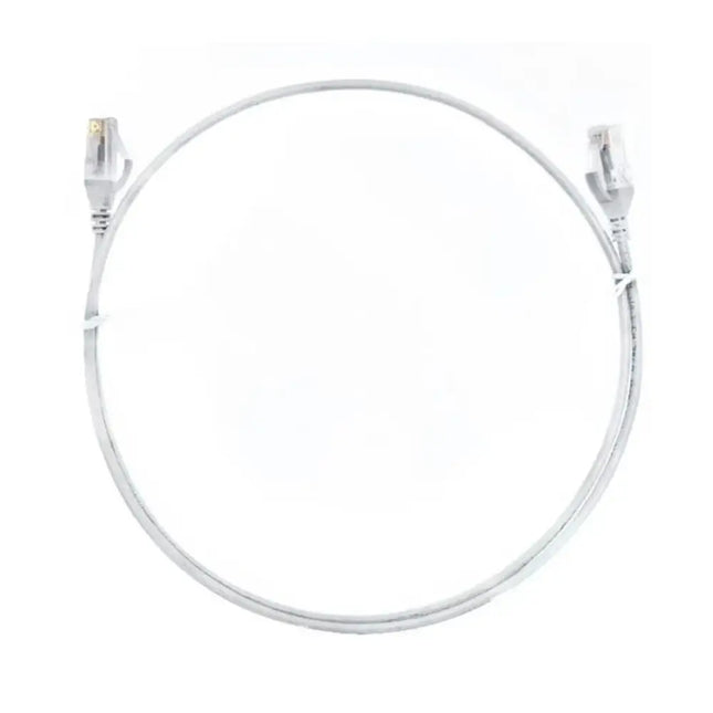 8ware 2-meter white ultra-thin slim CAT6 network patch cord with snagless RJ45 connectors.