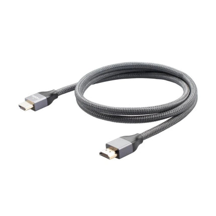 Neatly coiled 5m black 8ware Premium HDMI 2.0 cable showing durable outer PVC jacket.