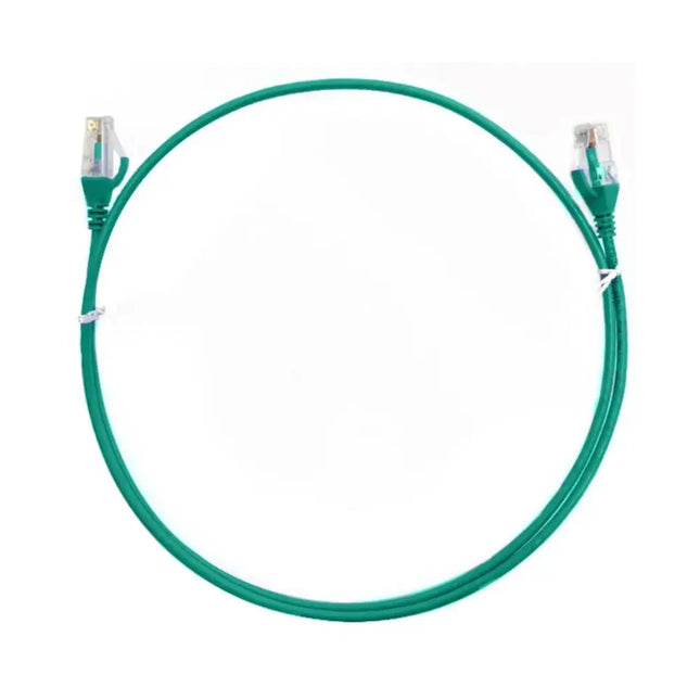 8ware 0.25-meter green ultra-thin slim CAT6 network patch cord with snagless RJ45 connectors.