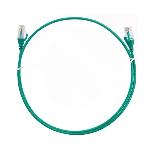 8ware 2-meter green ultra-thin slim CAT6 network patch cord with snagless RJ45 connectors.
