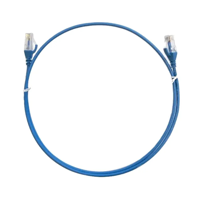 8ware 3-meter blue ultra-thin slim CAT6 network patch cord with snagless RJ45 connectors.