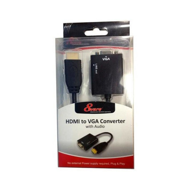 8ware HDMI male to VGA female video converter dongle adapter with 3.5mm stereo audio output port.