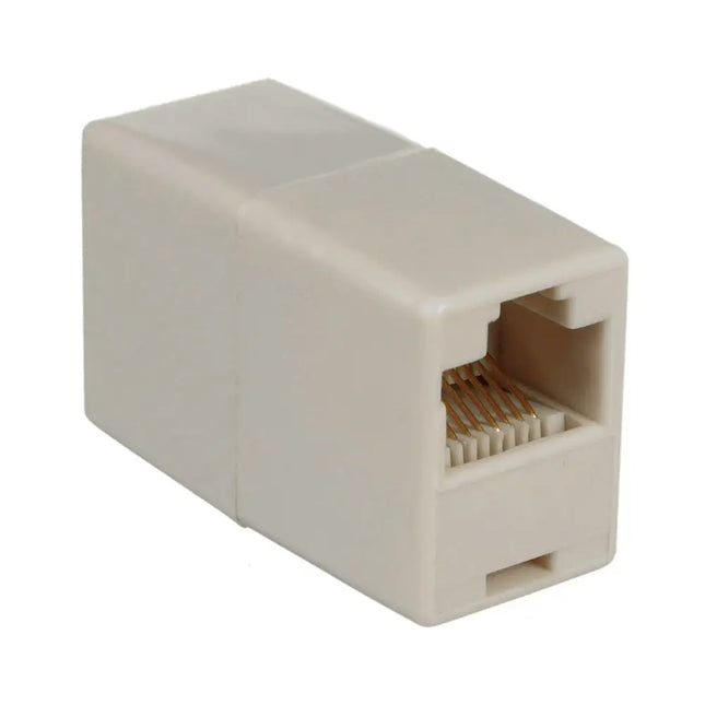 8ware RJ45 inline coupler network keystone jack module in white for CAT5e and CAT6 cables.