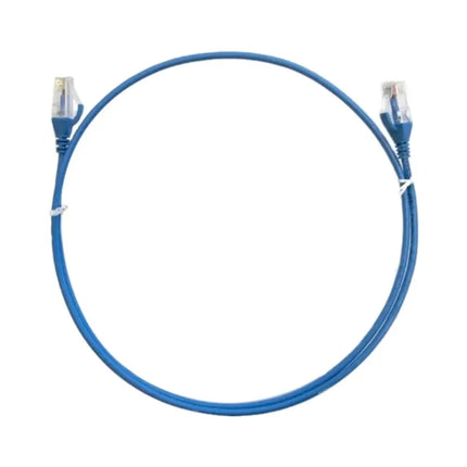 8ware blue slim shielded CAT6A CCTV network patch lead with molded strain relief RJ45 boots.