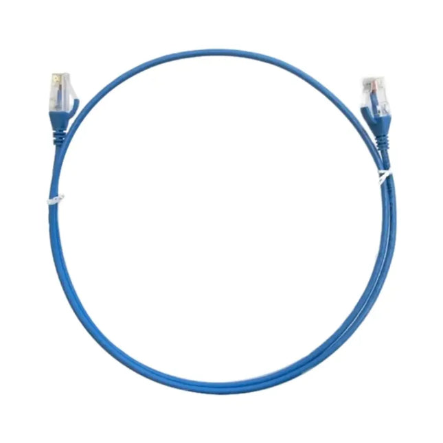 8ware blue slim shielded CAT6A CCTV network patch lead with molded strain relief RJ45 boots.