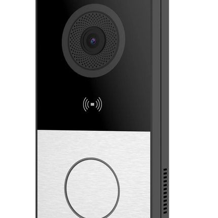 Smartphone screen showing remote visitor identification and door access control via the Akuvox app