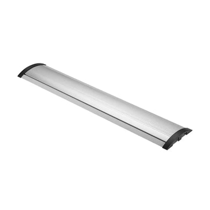 Silver Brateck aluminum and ABS floor cable protector with a dual-channel design, protecting wires from high foot traffic.