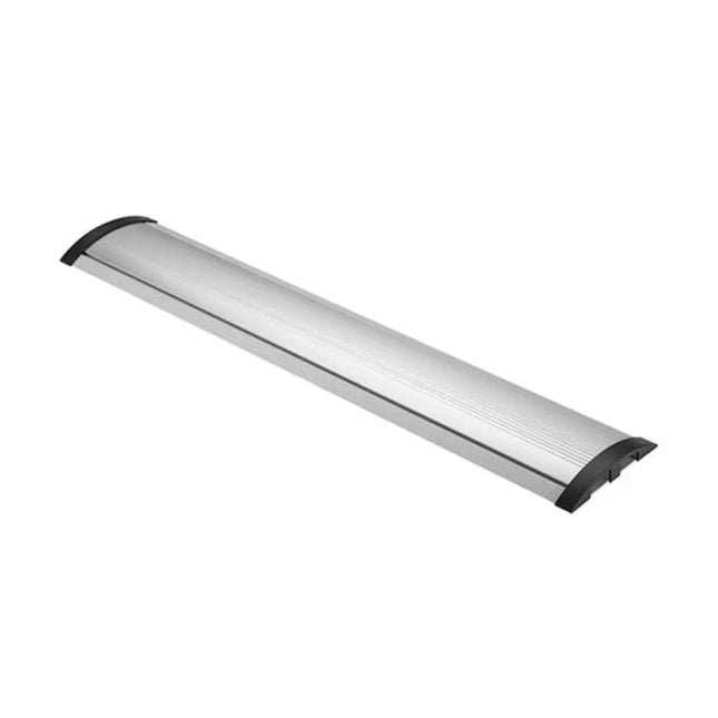 Silver Brateck aluminum and ABS floor cable protector with a dual-channel design, protecting wires from high foot traffic.