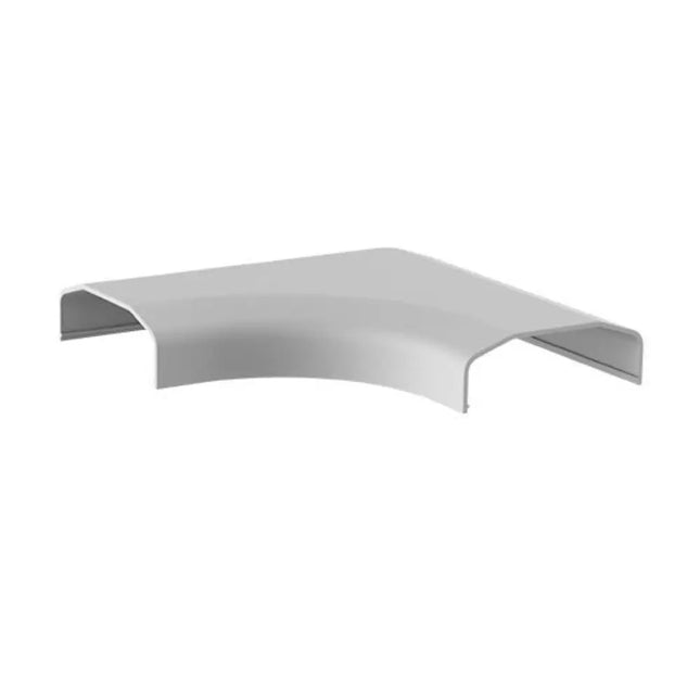 White Brateck L-shape plastic cable cover joint made of ABS material, designed for turning 90-degree corners in wall cable management tracks.
