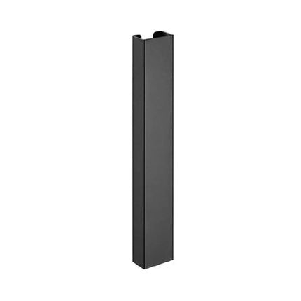Brateck black magnetic cable management channel attached to a steel desk frame, organizing and hiding workstation power cords.