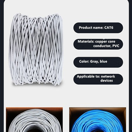 8Ware 350m CAT6 Cable Roll Blue Bare Solid Copper Twisted Core PVC Jacket >305m Cable Roll on Wooden Rell