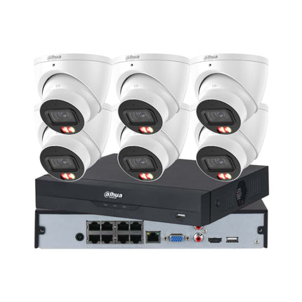 Dahua 6-Camera Smart Dual-Light Turret CCTV Kit with AI NVR, Full Colour 24/7 Security for Home and Business
