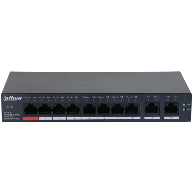 Dahua CS4010-8ET-110 10-Port Cloud Managed Desktop Switch with 8-Port PoE