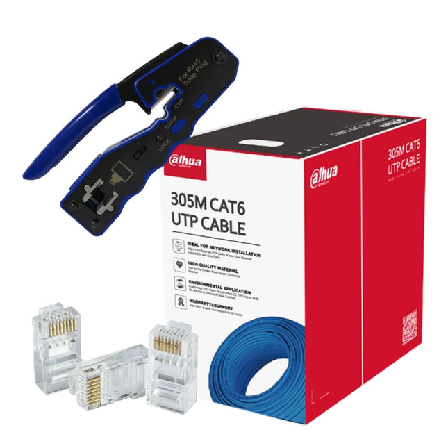 Dahua Cat6 Network Cable 305 meter Roll with RJ-45 Connector & Crimp Thru Tool Kit