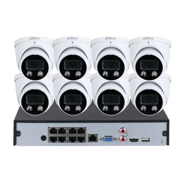 Dahua 8MP TiOC CCTV Kit: Full Colour Night Vision, Audible Warning And Two-way Audio with PoE AI NVR