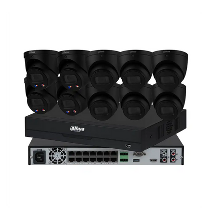 Dahua 6 MP + 16 Channels Black CCTV Kit: 4 x TiOC & 6 x Turret Cameras with 16CH AI NVR