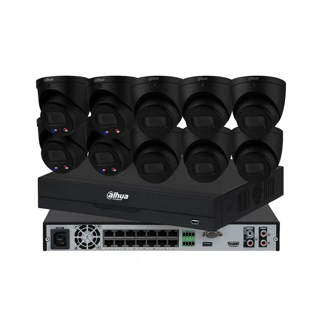 Dahua 6 MP + 16 Channels Black CCTV Kit: 4 x TiOC & 6 x Turret Cameras with 16CH AI NVR