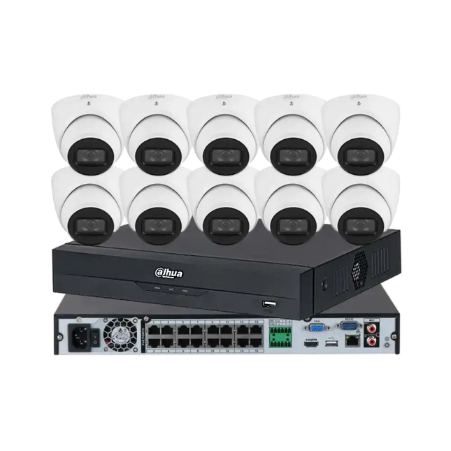 Dahua 6MP + 10 Camera CCTV Kit: 10 x WizSense Turret Cameras & 16 Channel AI NVR