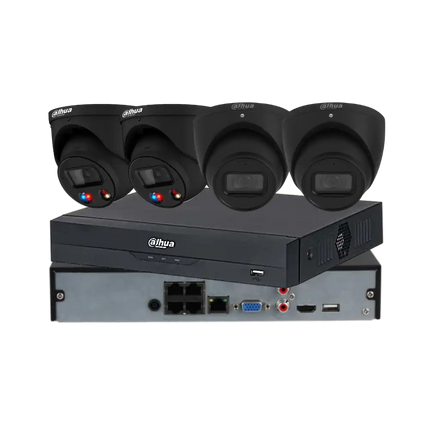 Dahua 4 x 8MP + 4CH Kit: 2 x 8MP TiOC and 2 x 8MP Turret Cameras with 4CH AI NVR, Black
