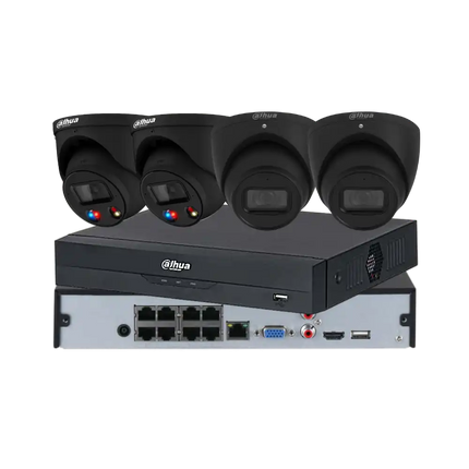Dahua 4 x 8MP + 8CH Kit: 2 x 8MP TiOC and 2 x 8MP Turret Cameras with 8CH AI NVR, Black, GR-DH-8M8C2T2TIOCB