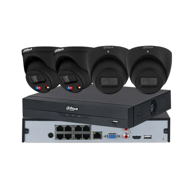 Dahua 4 x 8MP + 8CH Kit: 2 x 8MP TiOC and 2 x 8MP Turret Cameras with 8CH AI NVR, Black, GR-DH-8M8C2T2TIOCB