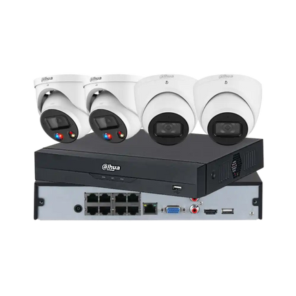 Dahua 4 x 8MP + 8CH Kit: 2 x 8MP TiOC and 2 x 8MP Turret Cameras with 8CH AI NVR, Black, GR-DH-8M8C2T2TIOCW