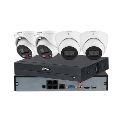 Dahua 4 x 8MP + 4CH Kit: 2 x 8MP TiOC and 2 x 8MP Turret Cameras with 4CH AI NVR, White