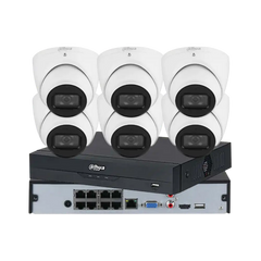 Dahua 5MP 6 Camera Kit: 6 x WizSense Fixed Turret Cameras, 8 Channel AI NVR