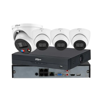 Dahua 6 MP + 4 Channel CCTV Kit: 1 x TiOC and 3 x Turret Cameras with 4CH AI NVR