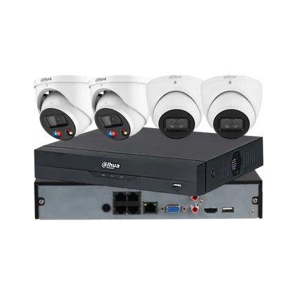 Dahua CCTV Kit: 4 x 6MP Turret Security Camera Kit: 2 TiOC & 2 IR + 8 Channel AI NVR