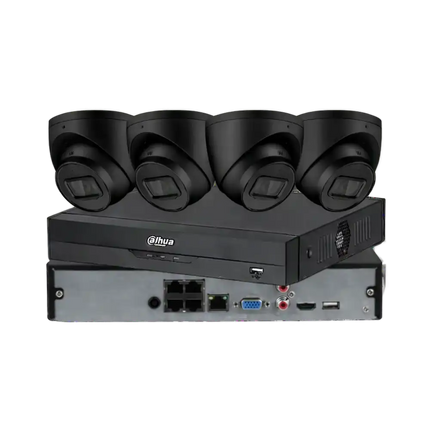 Dahua 8MP Black CCTV Kit: 4 x 8MP Turret Cameras + 4 Channel AI NVR