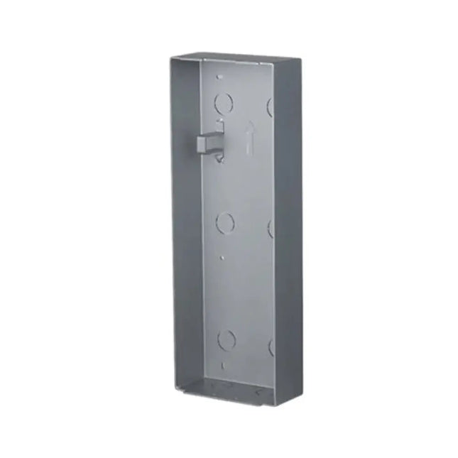 Dahua DH-AC-VTM130 silver aluminum alloy surface mount back box frame for VTO65 and VTO75 series apartment door stations.
