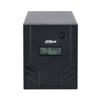 Dahua DH-PFM3350-1500 1500VA 900W line-interactive tower UPS for CCTV — front perspective view with four Australian outlets and status LEDs