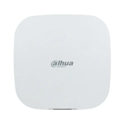 Sleek white Dahua DHI-ARC3000H-FW2 wireless alarm control hub featuring a central LED status indicator light.