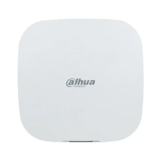 Sleek white Dahua DHI-ARC3000H-FW2 wireless alarm control hub featuring a central LED status indicator light.